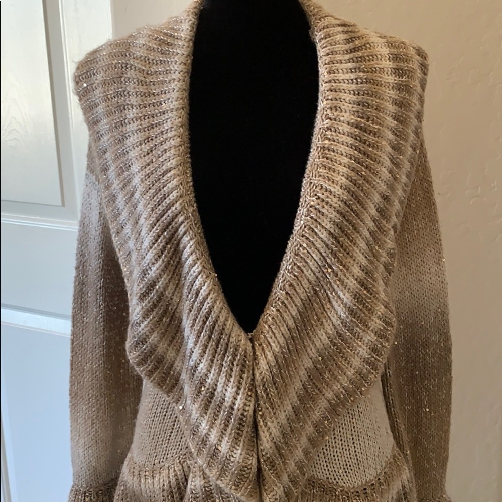 NWT INC Taupe Sequin Ombré Nostalgia Sweater Sz L - Picture 5 of 14